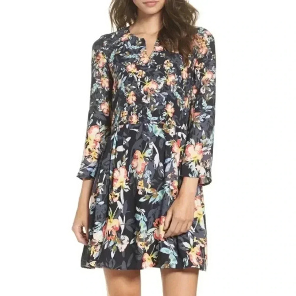 French Connection Classic Style Delphine Crepe Floral Print Shift Tunic / Dress - Picture 1 of 12